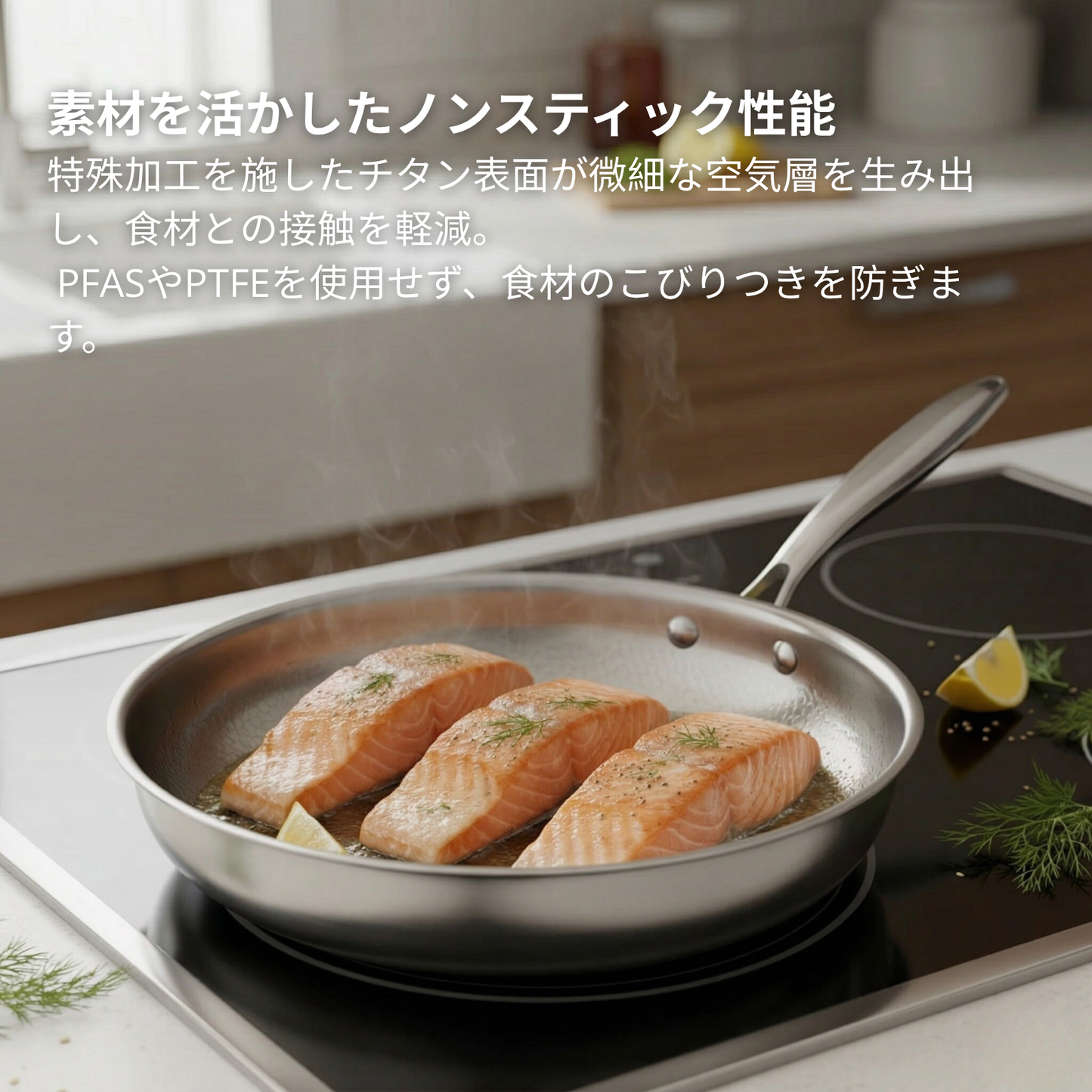 チタン製ハンマー加工深型フライパン